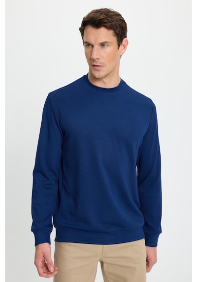 Tudors Erkek Relax Fit Rahat Kesim Uzun Kollu Ekstra Yumuşak Bisiklet Yaka Açık Lacivert Sweatshirt-41872 Açık Lacivert