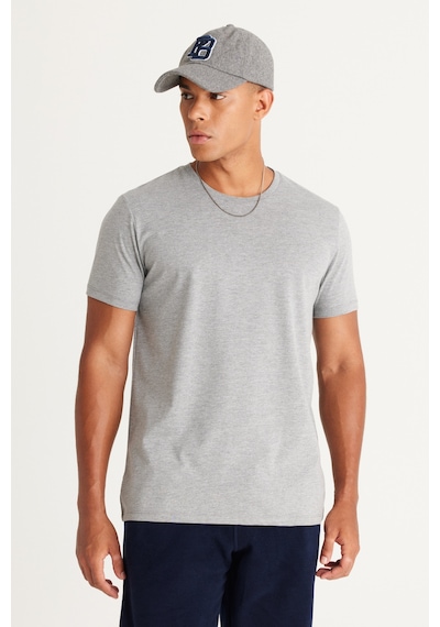 Ac&Co / Altınyıldız Classics Slim Fit Bisiklet Yaka Kısa Kol Pamuklu Erkek Tişört Koyu Gri