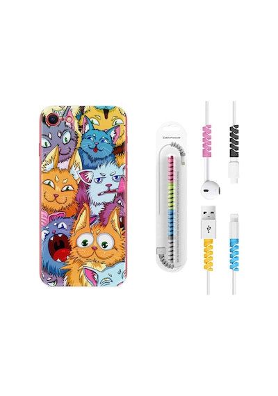 Apple Uyumlu iPhone 6/6S Kılıf Kablo Koruyuculu Kediler 1723