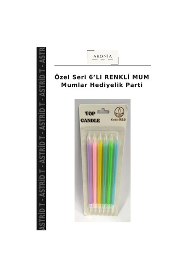 Özel Seri 6 Lı Renkli Mum Mumlar Hediyelik Parti