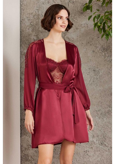 Pierre Cardin 6005 Kadın Saten Dantelli 6'lı Set-bordo Bordo
