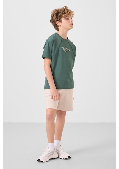 Tommylife Bej Pamuklu Yumuşak Dokulu Standart Fit Basic Erkek Çocuk Şort - 11293 Bej