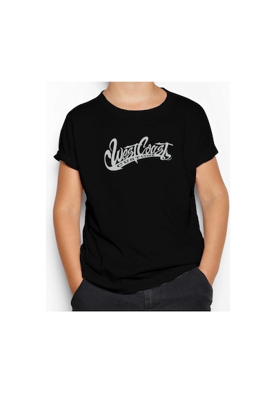 Zepplin Giyim West Coast Customs Text Siyah Çocuk Tişört Siyah