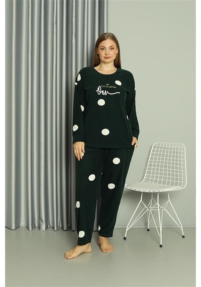Akbeniz Welsoft Polar Kadın Büyük Beden Petrol Rengi Pijama Takımı 808045 - 4xl Petrol