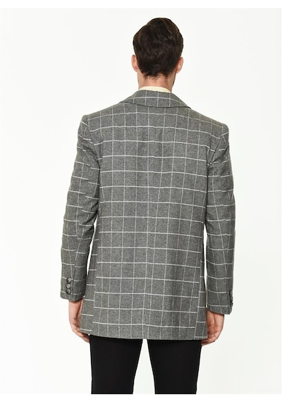 Plt8206 Dewberry Erkek Palto-Düz Gri-Düz Gri