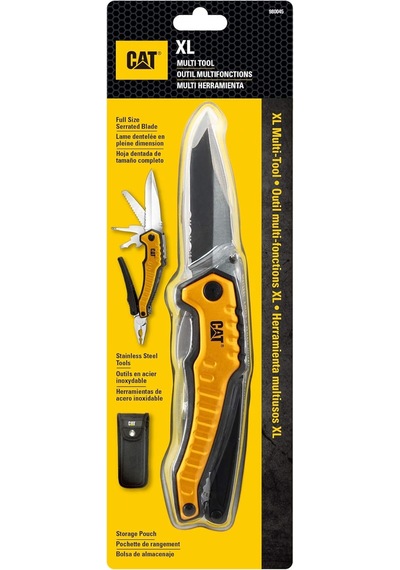 Caterpillar Çok Fonksiyonlu Alet 9'u 1 Arada, X-large, Uzun Burun Pense, Tel Kesici, Bıçak, Şişe Açacağı, Tornav