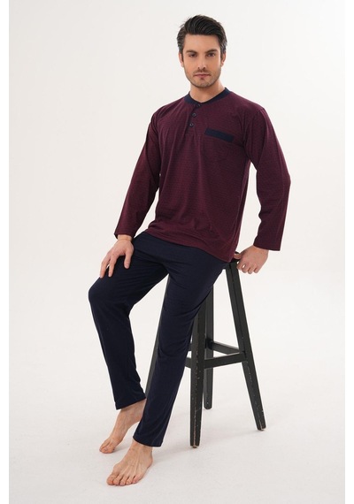 Markalinda 3134 Bordo Büyük Beden Erkek Pijama Takımı Bordo