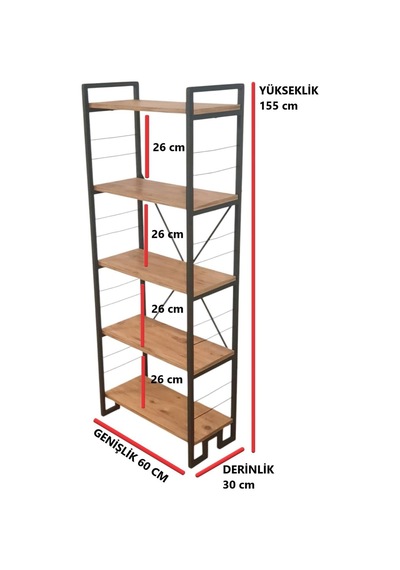 Dekoratif Ahşap Raflı Metal Kitaplık Çok Amaçlı 5 Raflı Dolap Matkapsız Kolay Kurulum Çok Renkli Dekoratif Ahşap Raflı Metal Kitaplık Çok Amaçlı 5 Raflı Dolap Matkapsız Kolay Kurulum Çok Renkli