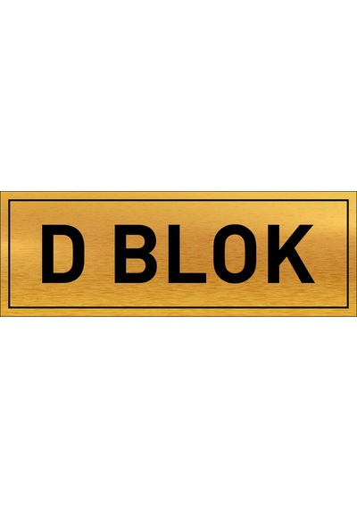 D Blok Yazılı Gold Metal Levha 20 X 7 Cm