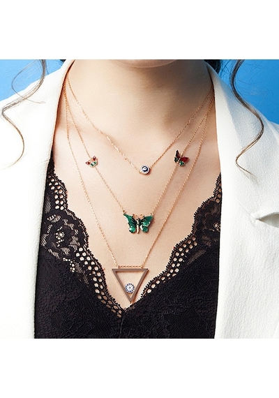 Kuyumcudukkani Nazarlık İkili Kolye -37234-g-blu Gold