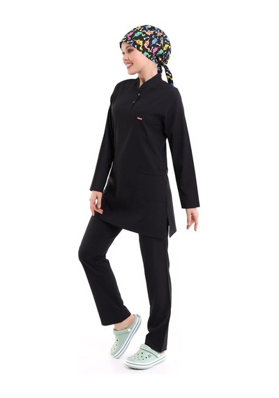 Soft Likralı Tesettür Forma Takım İki Çıtçıt - 6403 Siyah Soft