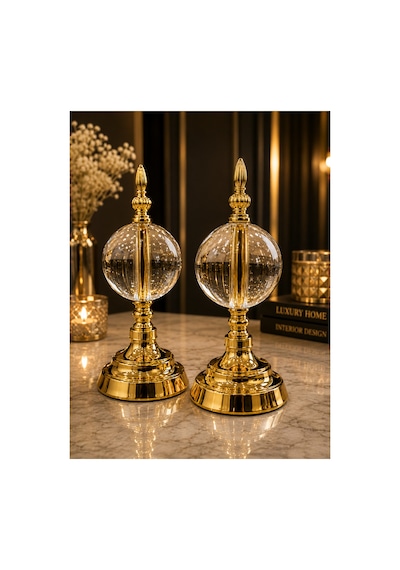 Sleep Nova Gold Crystal Cam Küre Dekoratif Obje Seti