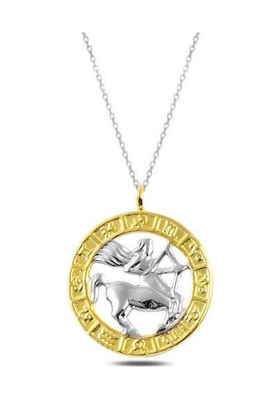 925 Ayar Gümüş Gold Yay Burcu Gümüş Kolye