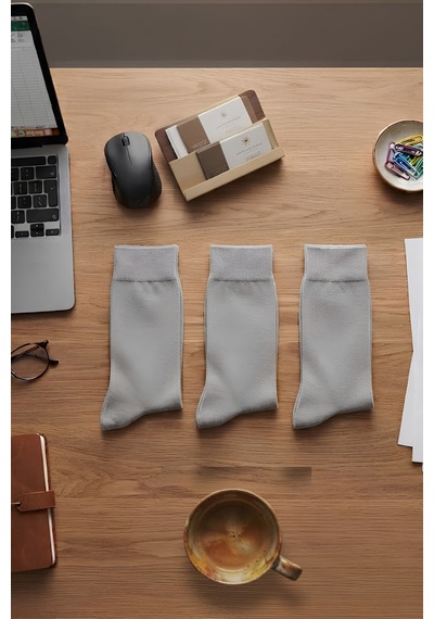 Socketta 3'lü Gri Erkek Business Modal Dikişsiz Takviyeli İnce Yazlık Soket Çorap - Premium Gri Socketta 3'lü Gri Erkek Business Modal Dikişsiz Takviyeli İnce Yazlık Soket Çorap - Premium Gri