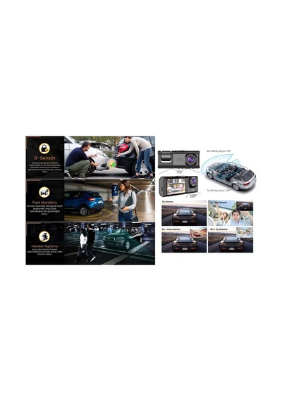 Buğz Akıllı Full Hd 3 Kameralı Araç İçi Güvenlik Kamerası Ön-arka-iç Kayıt, Park Modu