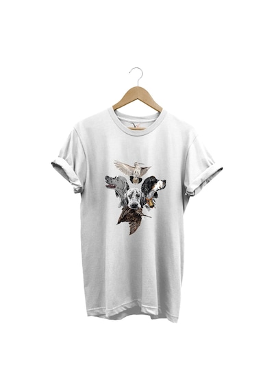 Hunting Avcılık Pointer Çulluk Setter Baskılı %100 Pamuk Regular Fit Unisex T-shirt Beyaz