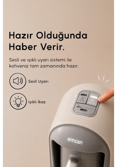 Emsan Kumda 5 Fincan Kapasiteli Türk Kahve Makinesi Starlight Bej
