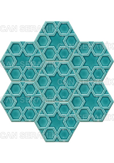 Can Seramik - 15x17 Cm. Kabartmalı Selçuklu Yıldızı Çini Karo N11.437