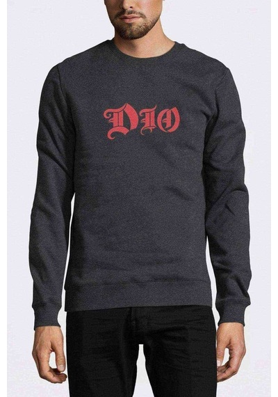 Dio Baskılı Füme Erkek Örme Sweatshirt