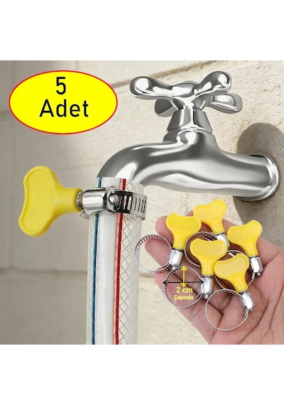 5 Adet Hortum Kelepçesi Plastik Kelebek Bağlantılı Paslanmaz Çelik Metal Hortum Kelepçesi 16-20 Mm Ayarlanabilir El Sı 1