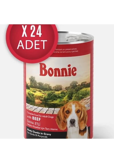 Bonnie Biftekli Sos İçinde Et Parçacıklı Köpek Konservesi 400g X 24 Adet