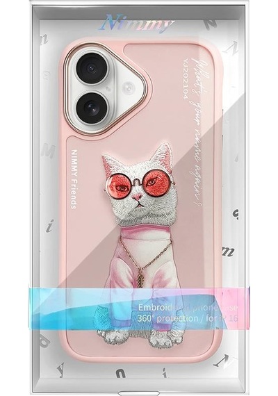 Apple Uyumlu iPhone 16 3d Gerçek Nakışlı Kabartmalı Gözlük Ve Zincir Detaylı Premium Kedi Desenli Kılıf Şeffaf Apple Uyumlu iPhone 16 3d Gerçek Nakışlı Kabartmalı Gözlük Ve Zincir Detaylı Premium Kedi Desenli Kılıf Şeffaf
