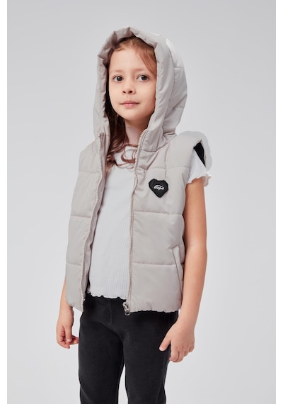 Benitto Kids Kapüşonlu Kız Çocuk Şişme Yelek 51307 Gri