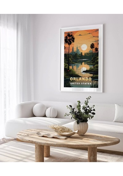 Çerçevesiz Poster Gölet Kenarında Gün Batımı