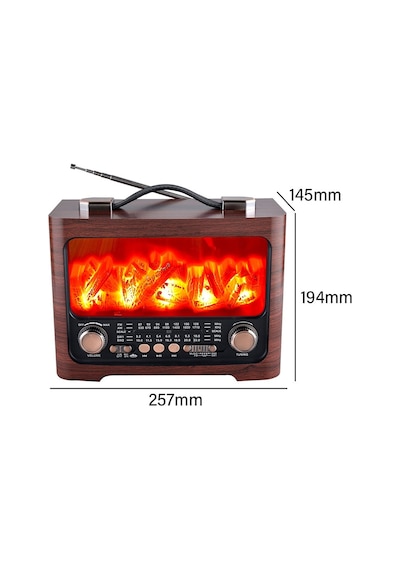 Çeşithane Eletree Fp-821 Retro Taşınabilir Radyo - Alev Işığı Efektli, Fm/am/sw 3 Bantlı, Usb Ve Tf
