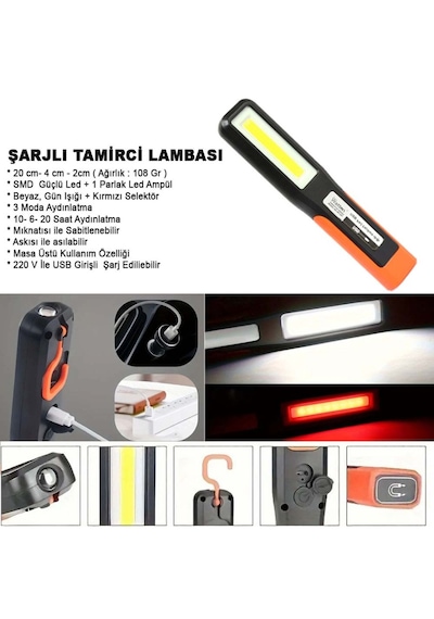 Watton Wt-297 Şarjlı Tamirci Lambası Kırmızı