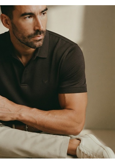 Maccali Erkek Kahve İthal Dokulu Basic Polo Yaka Tişört Kahverengi