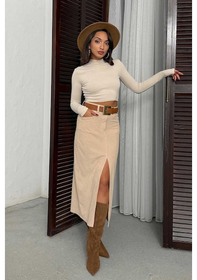 Verymoda Fitilli Kadife Etek F2033 Taş
