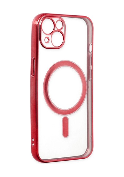 Cosmotex Newface Apple, Uyumlu iPhone 14 Plus Kılıf Magneticsafe Lazer Silikon - Kırmızı