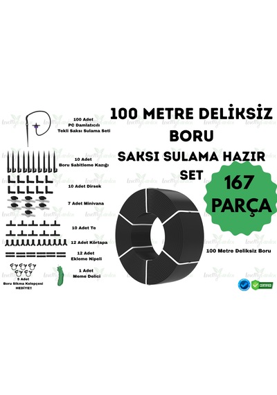 Lovemygarden 100 Metre Deliksiz Damla Sulama Borusu Ve Saksı Sulama Seti - Ø16 Mm