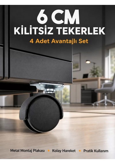 Hepsi Masa Ve Koltuk İçin Kilitsiz Tekerlek Seti 6 Cm Najmaddin Diğer