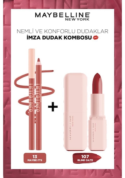 Lifter Liner Dudak Kalemi 013 Maybe It's + Hyalüronik Asitli Besleyici Yağ İçeren Ruj 107 Blind Date pktnemvkomfordudak1-11113 107