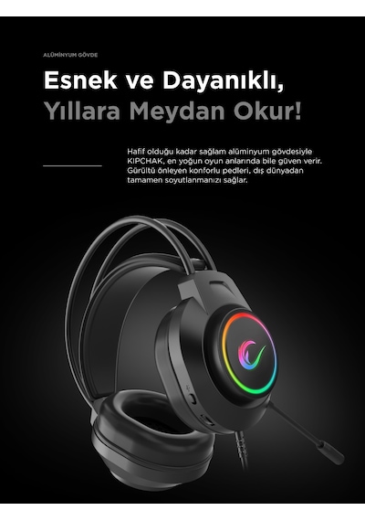 Kipchak Gaming Mikrofonlu Oyuncu Kulaklığı Siyah Rgb Led 7.1 Rm-k55