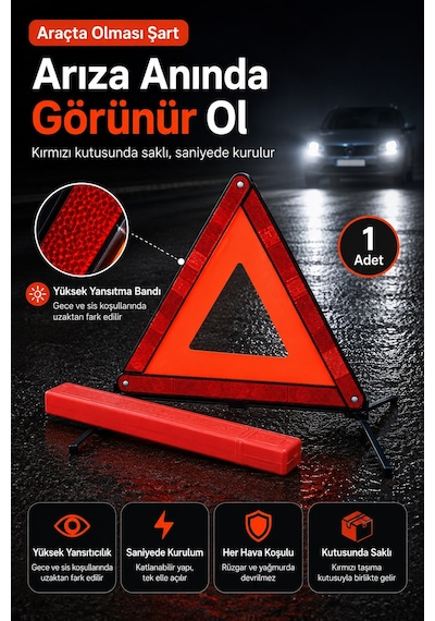 Katlanır Üçgen Reflektör Araç İçin Acil Durum Reflektörü