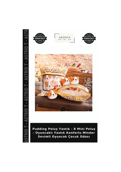 Pudding Peluş Yastık - 8 Mini Peluş - Oyuncaklı Yastık Konforlu Minder Sevimli Oyuncak Çocuk Odası Çok Renkli
