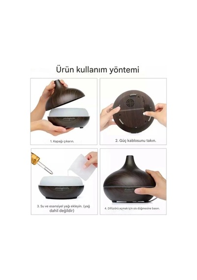 Hava Nemlendirici Hava Difüzör Kokulu Uçucu Yağ Aroma Difüzör 550 Ml Kumandalı Led Işıklı