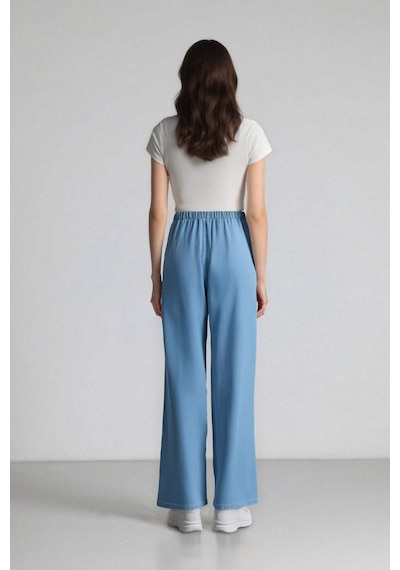 Defacto Jogger Yüksek Bel Bilek Boy Paraşüt Jean Pantolon C1321AX24SMNM39 Mavi
