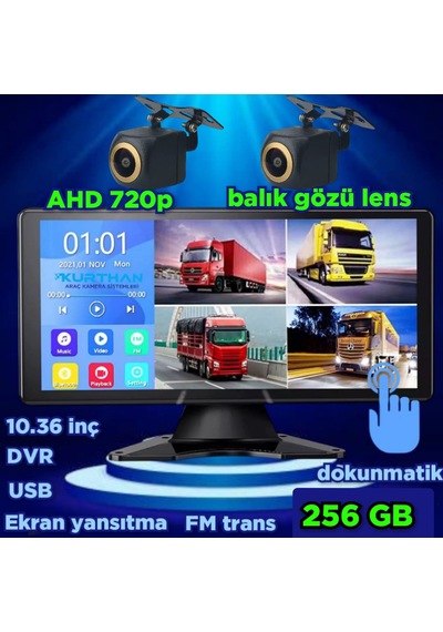 2 Ad 720p Ahd 170'' Kamera Dokunmatik Video Müzik Dvr Ekran