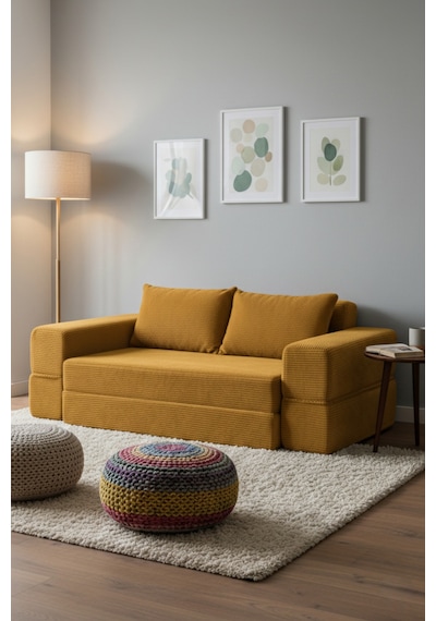 Reflekta Havuzlu Sünger Koltuk Yataklı Açılır 150x180 Rollpack Sünger Koltuk Sarı