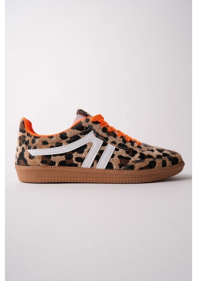 Muggo Huxley Çift Bağcıklı Günlük Kadın Sneaker Spor Ayakkabı Leopar