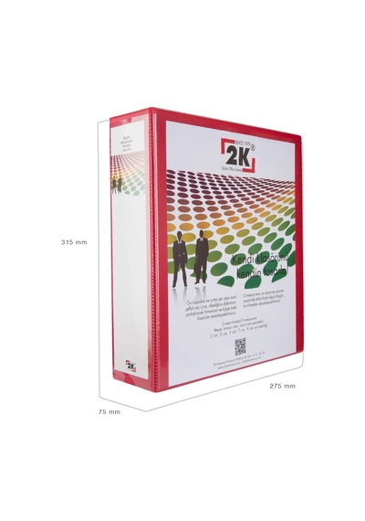 Evrak Sunum Tanıtım Firma Klasörü A4 Pvc 7 Cm 2 Halkalı 520 Yaprak Kapasiteli Ring Binder File 27,5x32 Cm. Kırmız