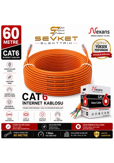Nexans 60 Metre Cat6 Data Kablosu Turuncu Halojen Free Patch Cord
