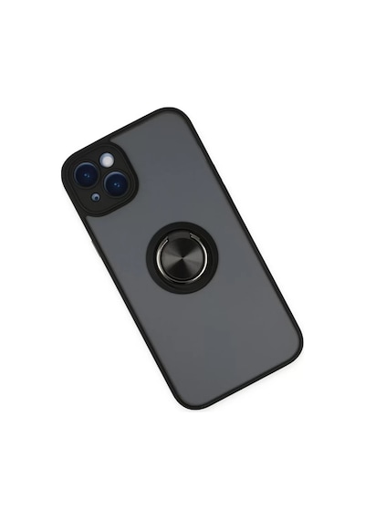 Newface Apple İphone 14 Kılıf Montreal Yüzüklü Silikon Kapak - Siyah