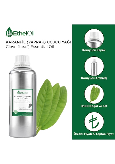 Karanfil Yaprak Uçucu Yağı Clove Leaf Essential Oil - 1 Kg - Saf Ve Doğal Uçucu Yağ 1 KG