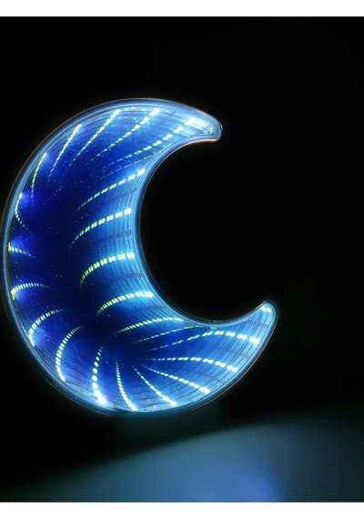 Işık Kasabası 34 Sonsuz Yarım Ay Yansımalı Aynalı Led Masa Ve Gece Lambası Beyaz