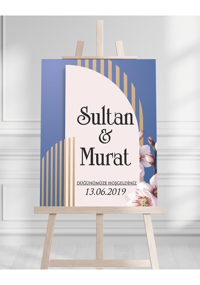 Söz Nişan Düğün İçin 50x70 Karşılama Panosu - Beyaz Gün Tasarımlı
